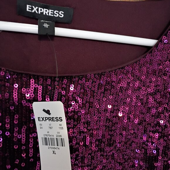 Express Long Sleeve Sequin Mini Dress *Holiday Ready! - Picture 2 of 5